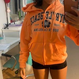 Neon orange zip up hoodie